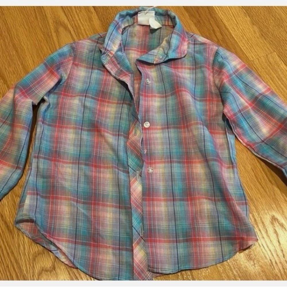 Vintage Lucky girls size 7 girls Colorful Plaid Button-Up Shirt